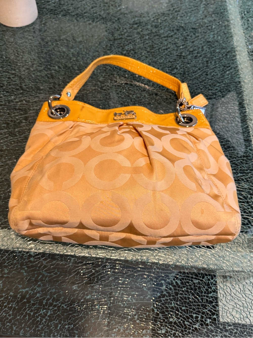 Coach Signature Jacquard Tote in yellow
